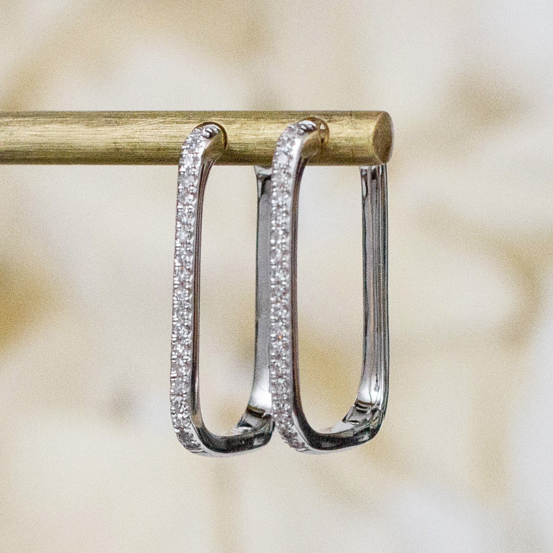 14K Diamond Elongated Huoops