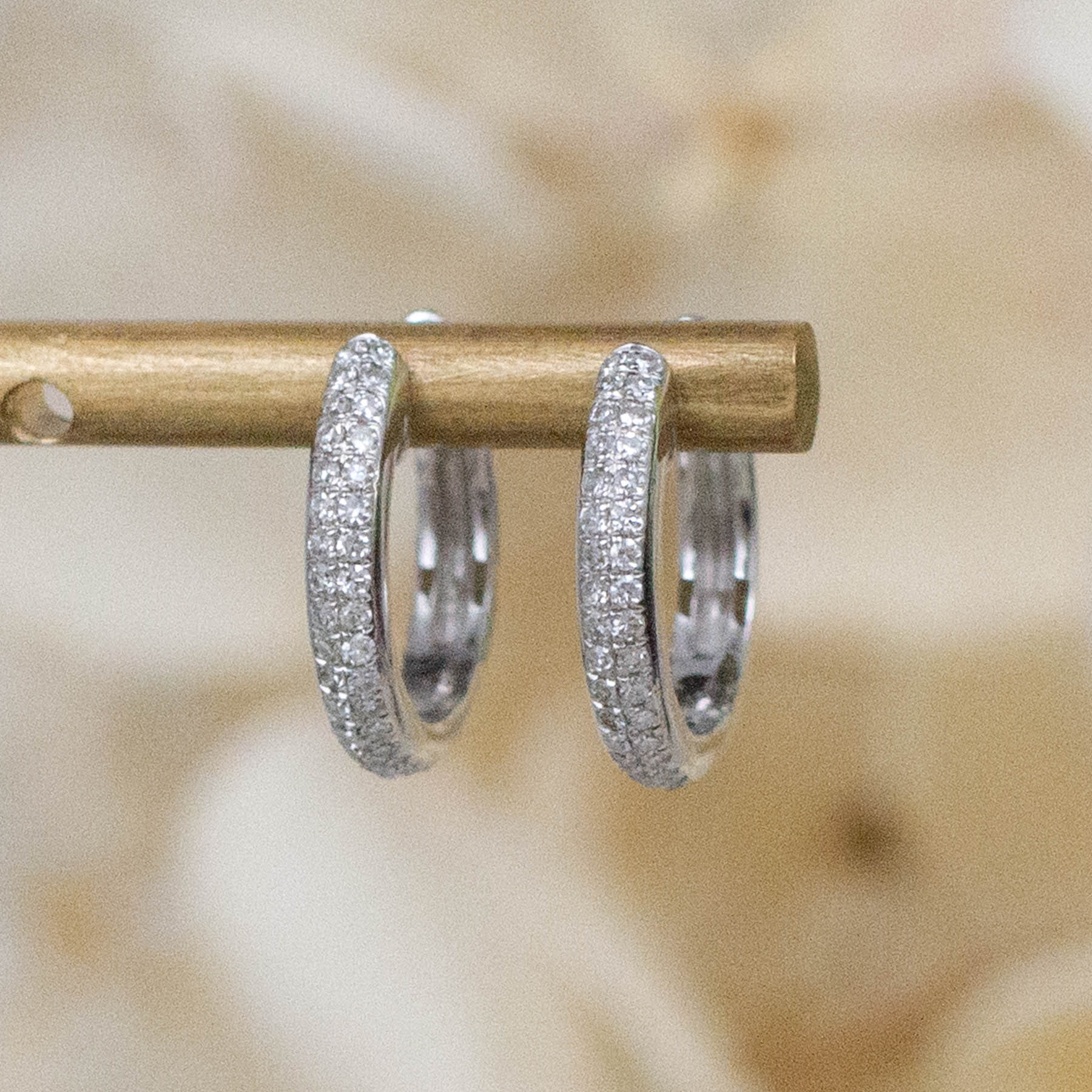 14K Diamond Pavé Huggie Hoops