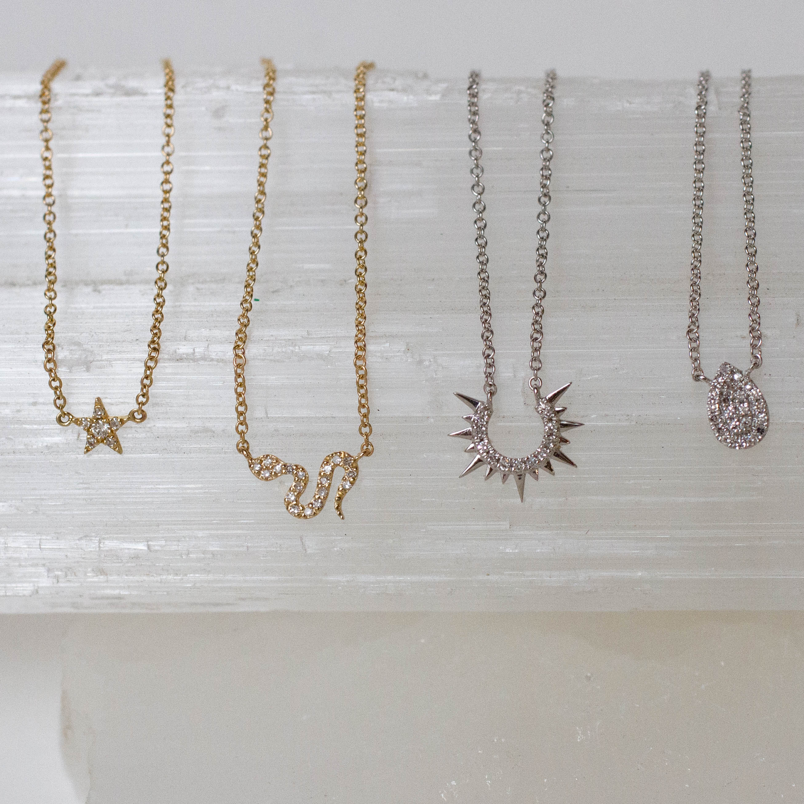 14K Diamond Petite Snake Necklace