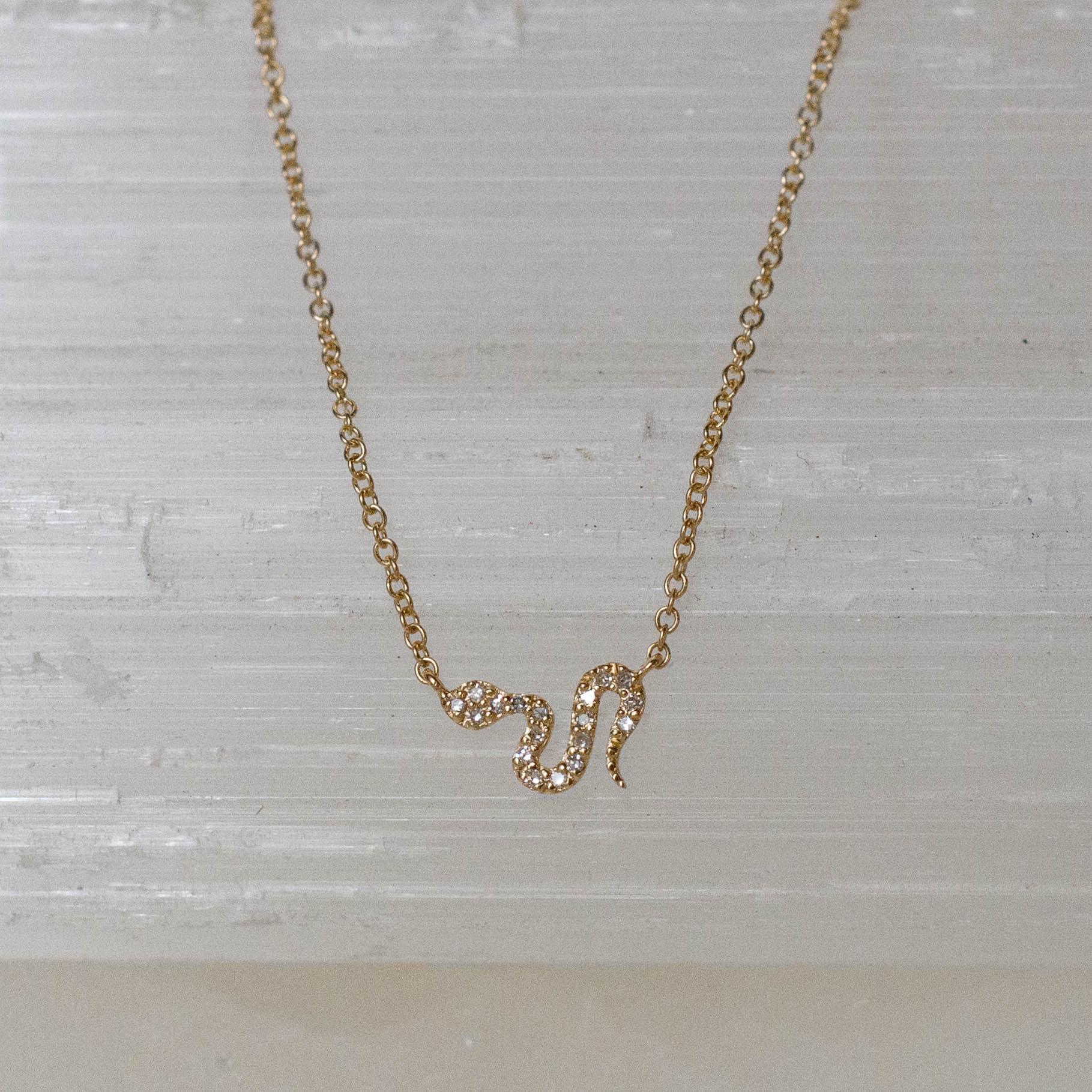 14K Diamond Petite Snake Necklace