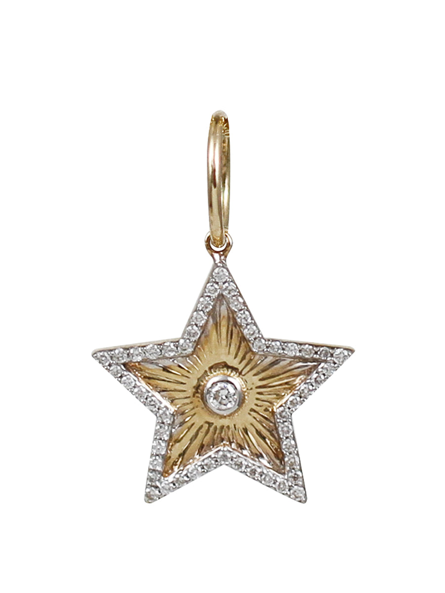 14K Pavé Diamond Bright Star Charm