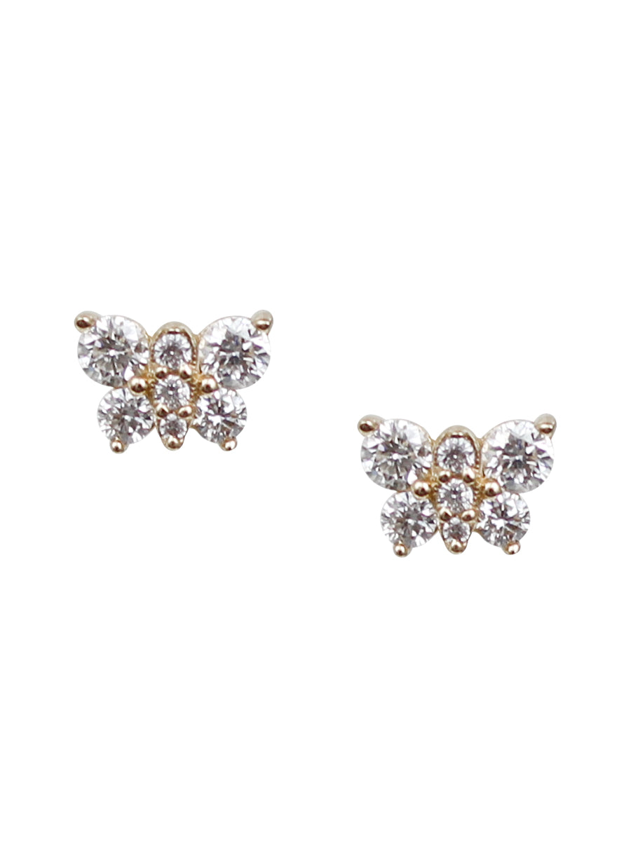 14K Petite Butterfly Diamond Posts