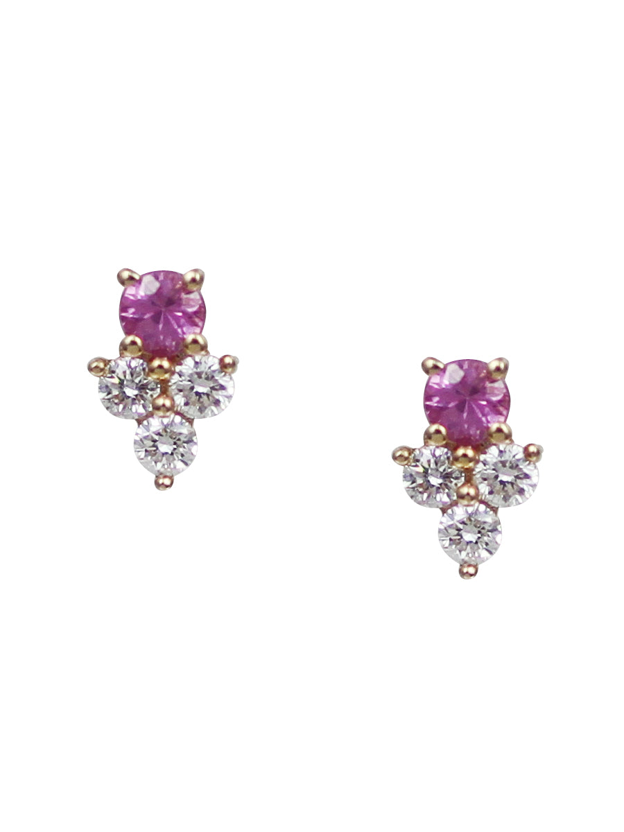 14K Petite Sapphire & Diamond Trio Posts