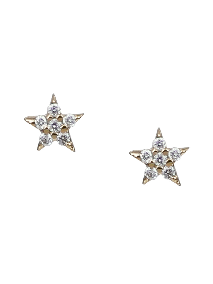 14K Tiny Diamond Star Flat Back Posts