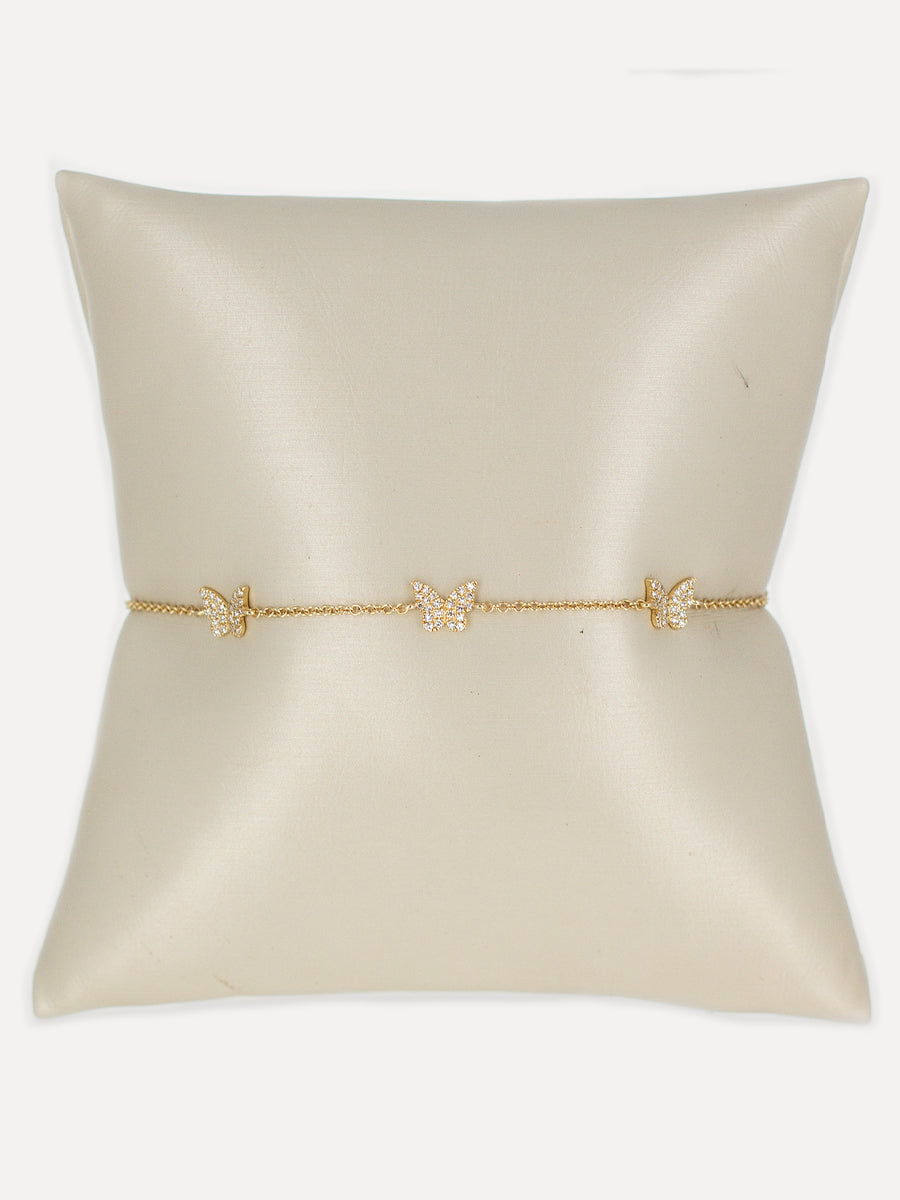 14K Diamond Butterfly Station Bracelet