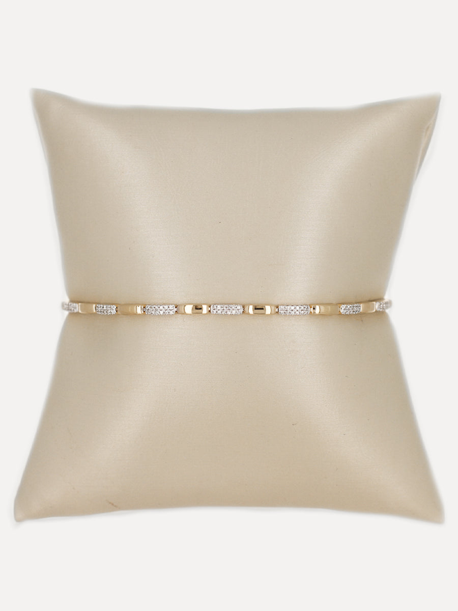 14K Pavé Diamond Rice Chain Bracelet