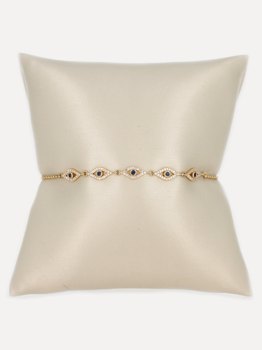 14K Diamond & Sapphire Many "Eyes" Bracelet