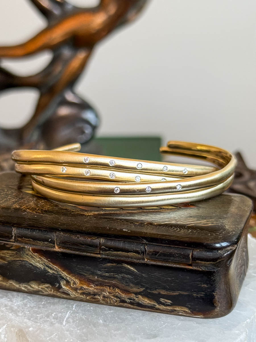 Organic Diamond Cuff Bracelet in Yellow Bronze | Lulu Designs