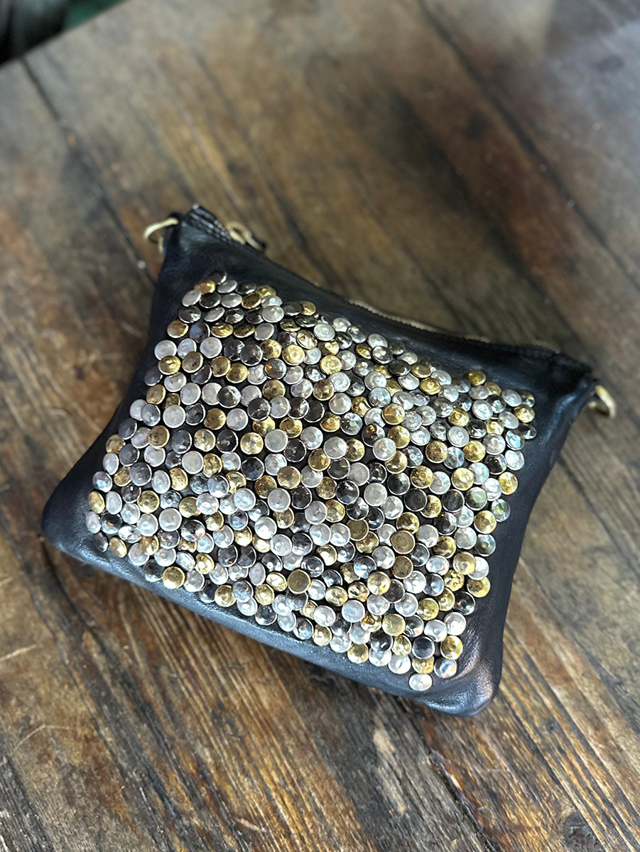 Liri Studded Cross Body in Black Leather
