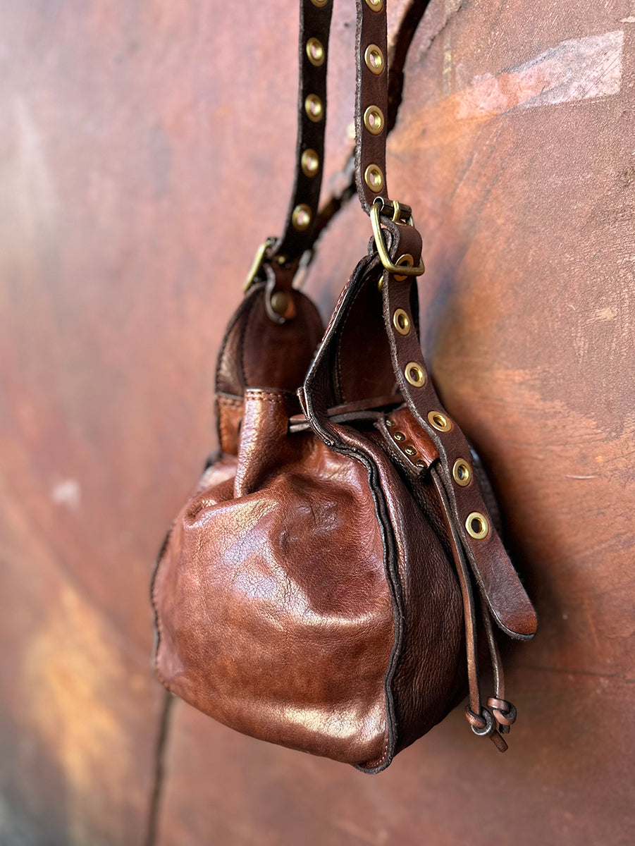 Secchiello Small Bucket Bag In Brown Leather