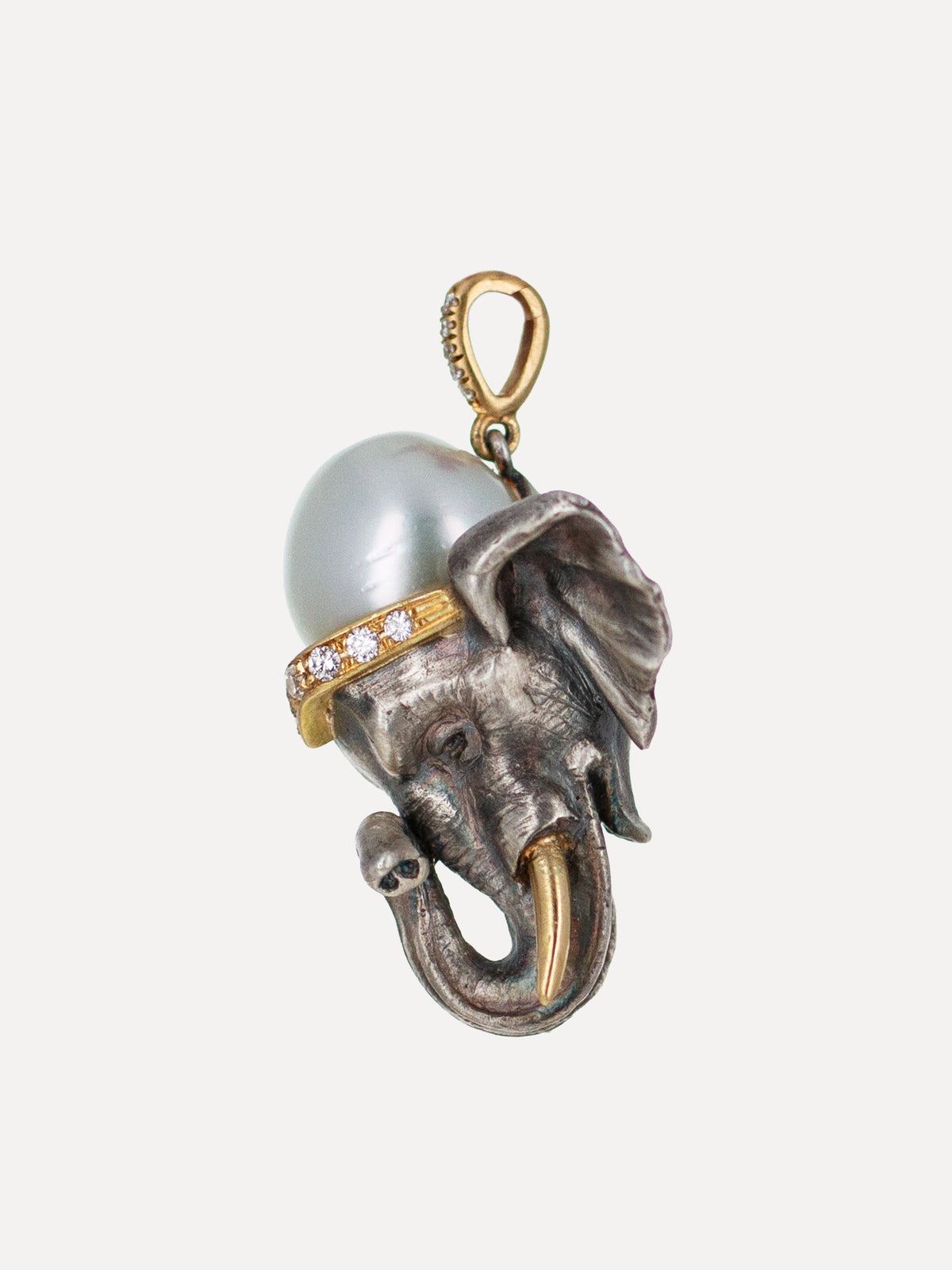 18k Gold Elephant Australian Pearl & Diamond Pendant