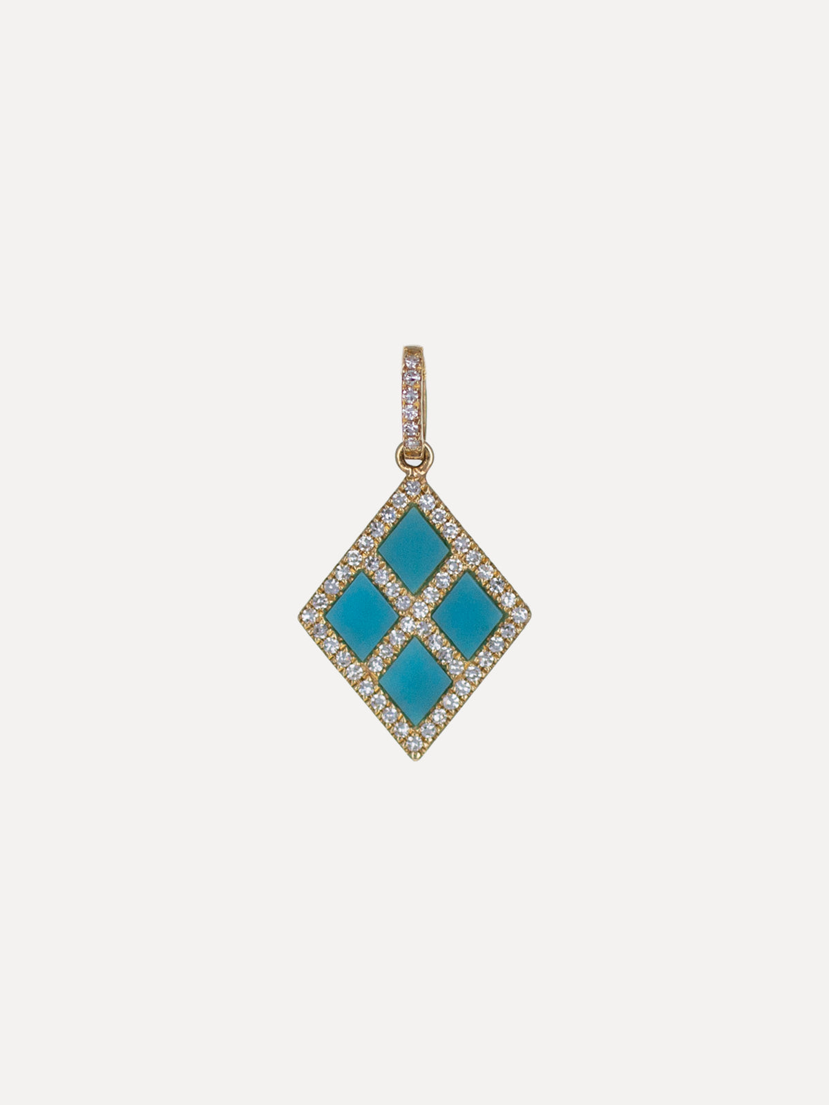14K Turquoise & Diamond Harlequin Pendant