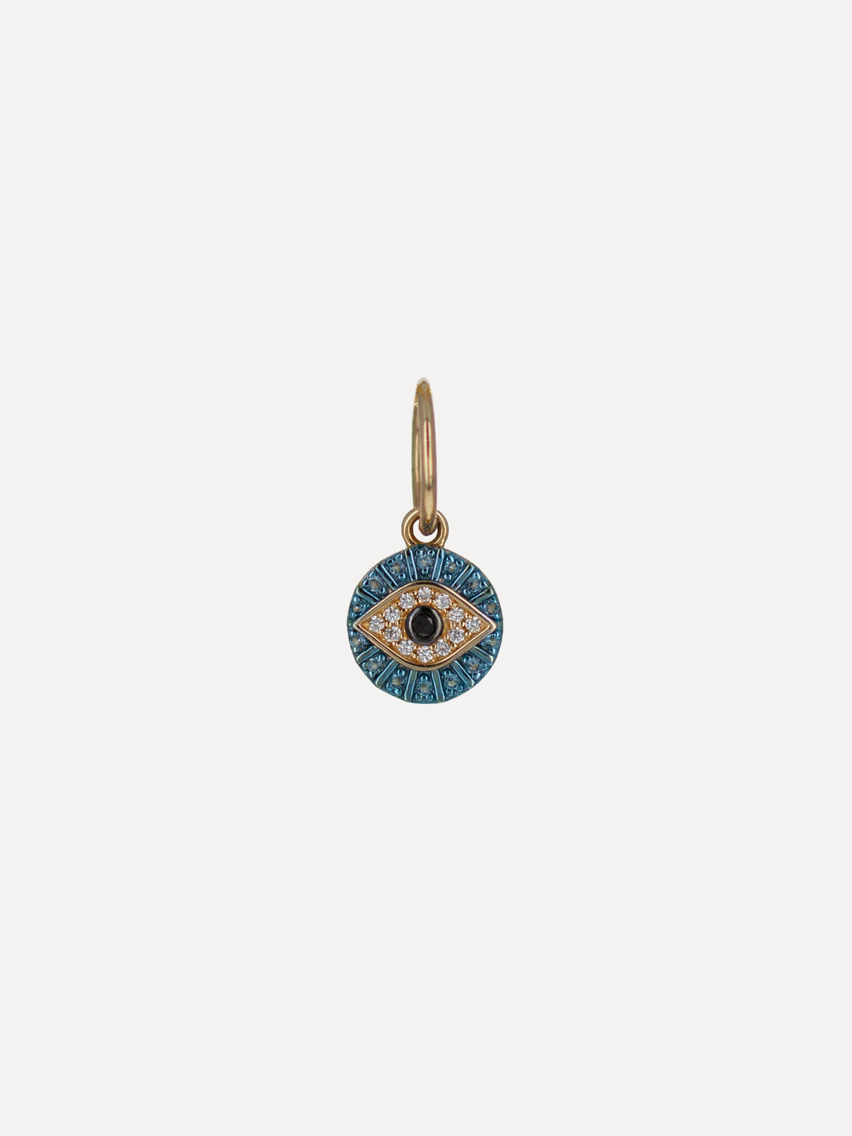 14K Mini Blue Diamond Evil Eye Charm