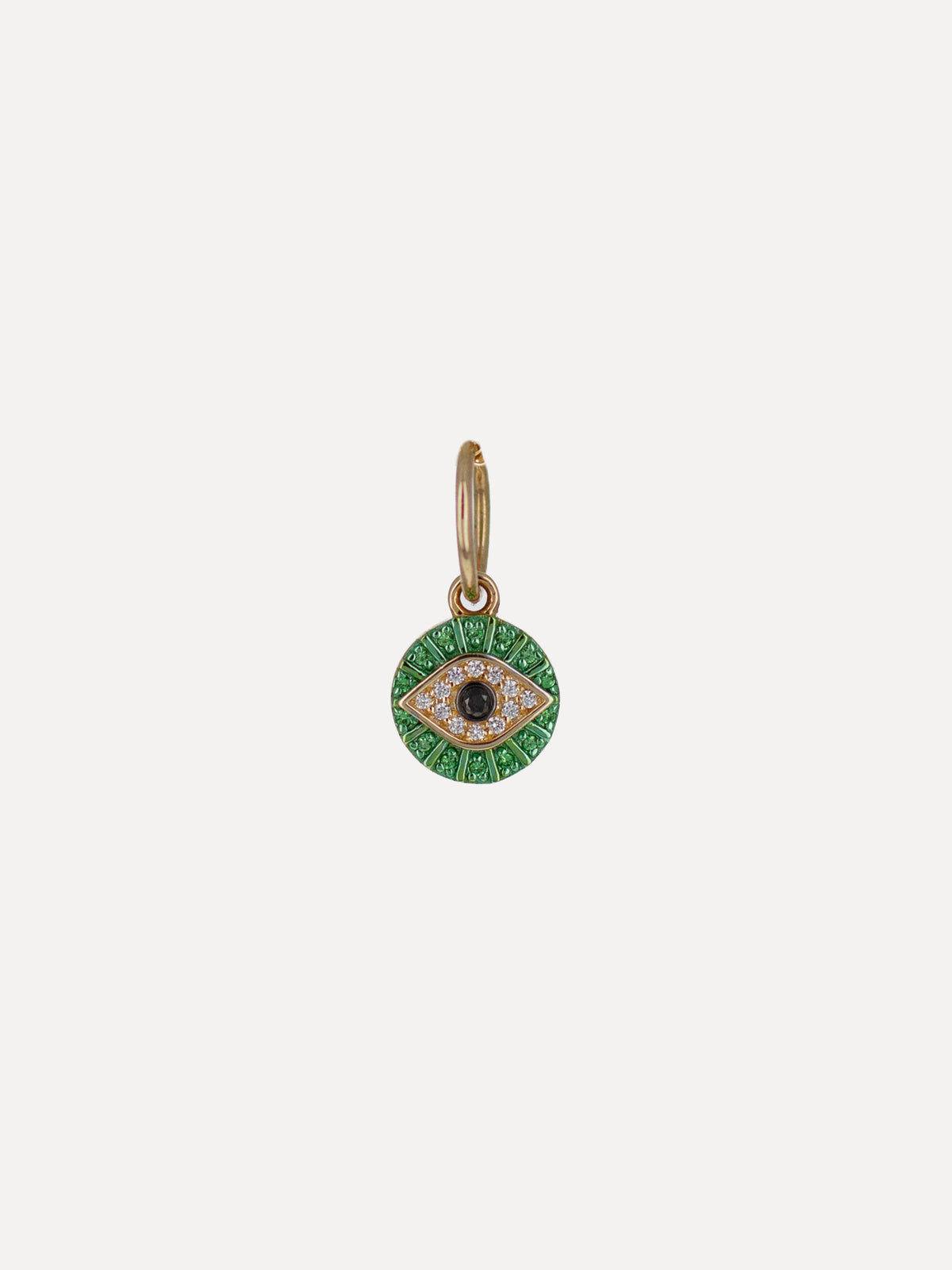 14K Mini Tsavorite Evil Eye Charm