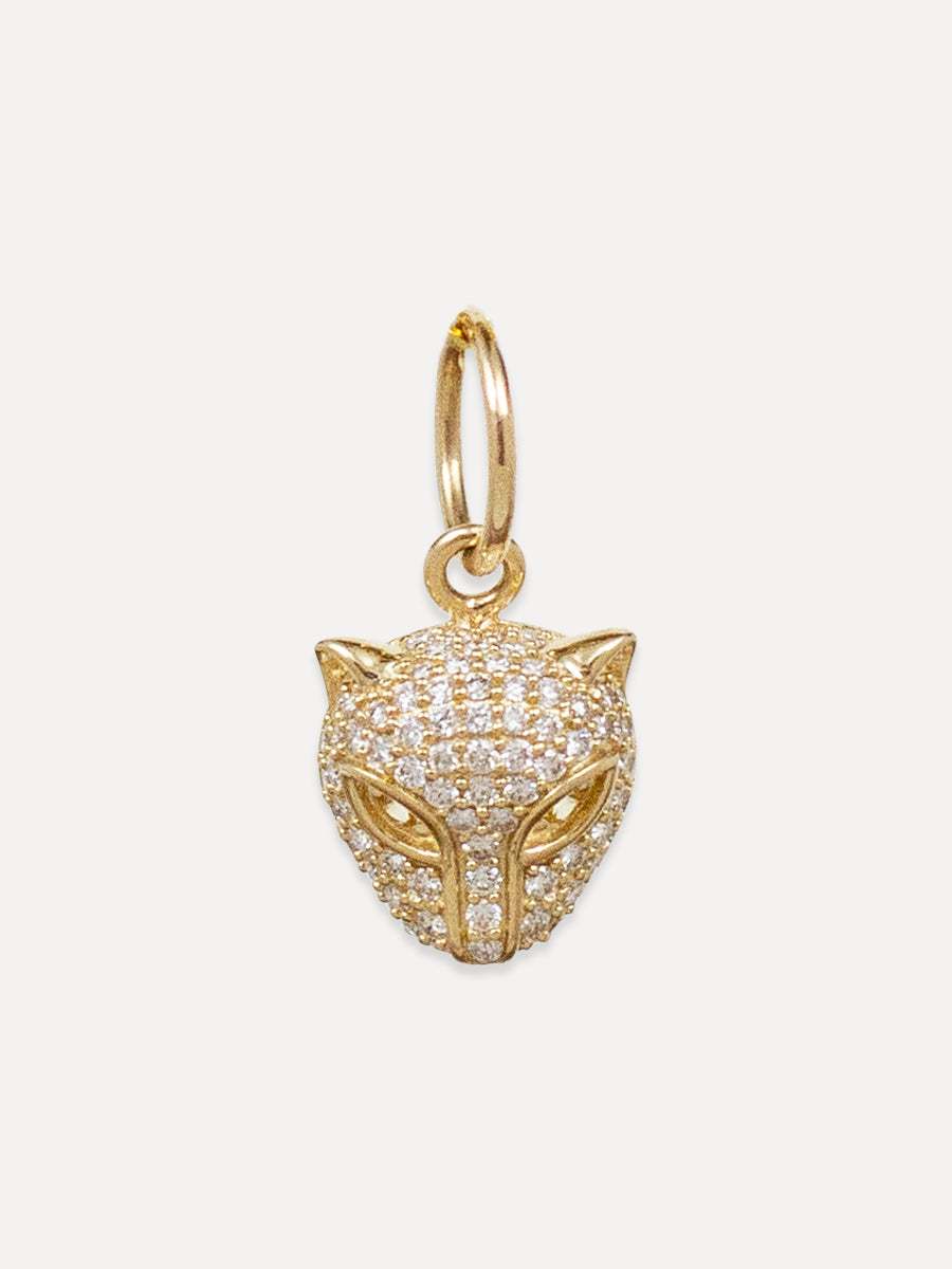 14K Pave Diamond Panther Charm