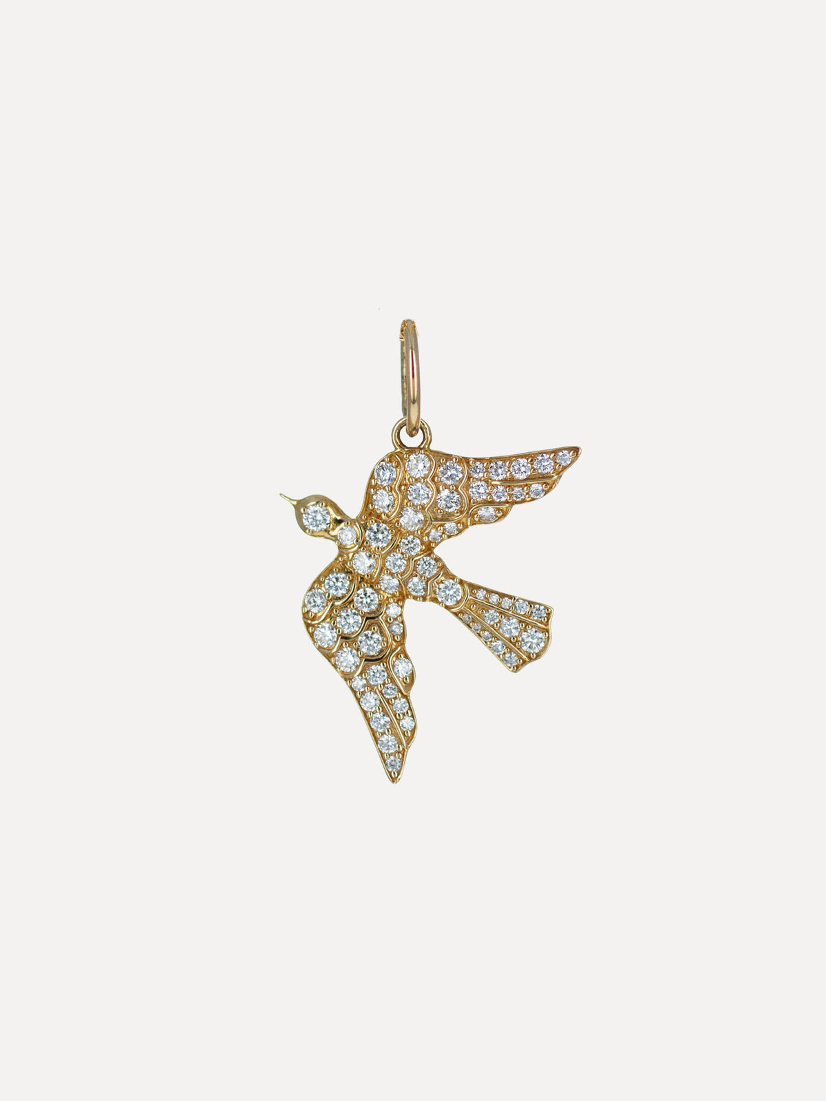 14K Diamond Peace Dove Charm