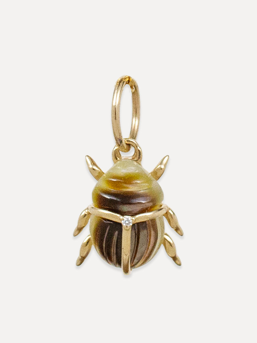 14K Cat's Eye Scarab Charm