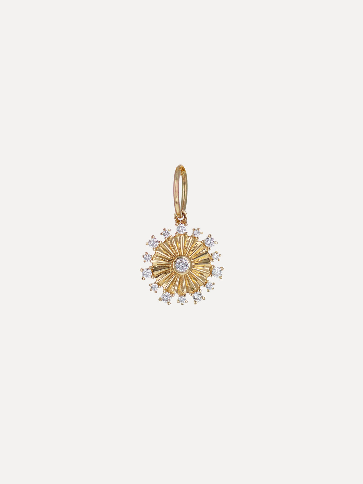 14K Deco Ray Sunburst Charm