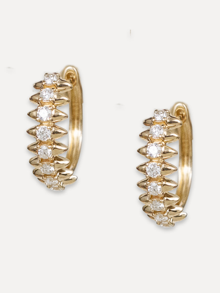 14K Diamond Stacked Spiked Hoops