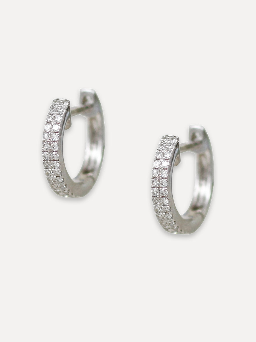 14K Double Row Mini Diamond Huggies