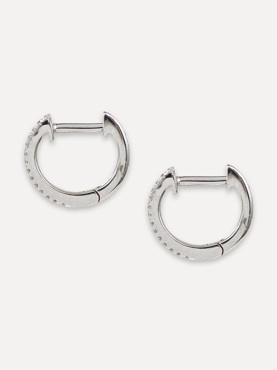 14K Double Row Mini Diamond Huggies