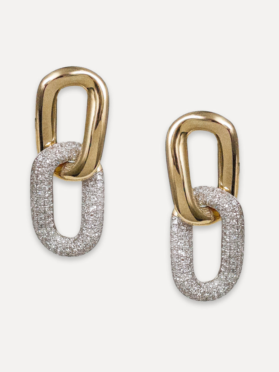 14K Diamond Link Drop Earrings