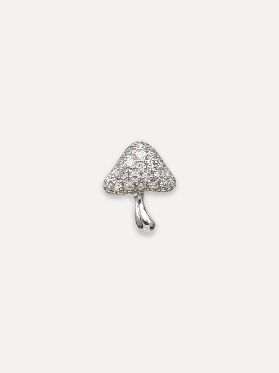 14K Diamond Mini Mushroom Stud