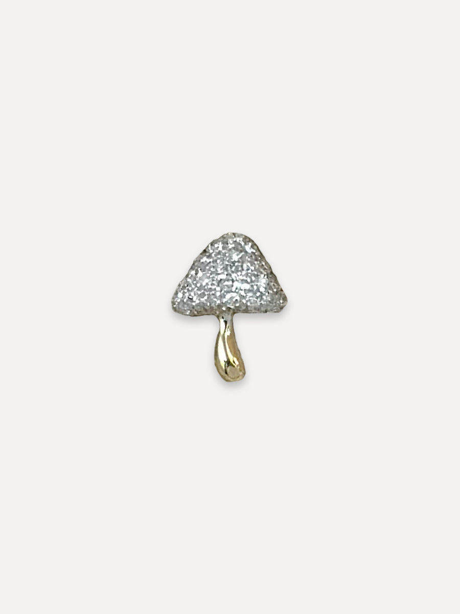 14K Diamond Mini Mushroom Stud