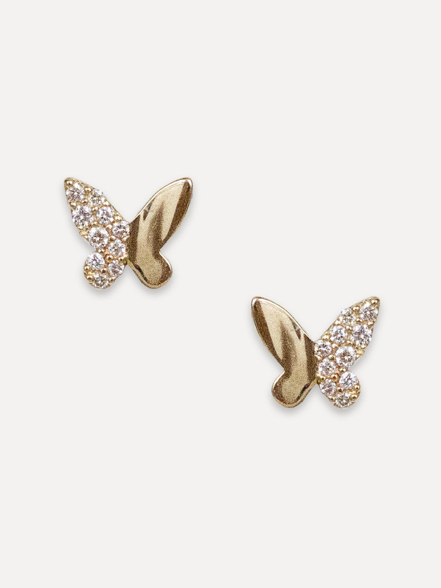 14K Diamond Butterfly Studs
