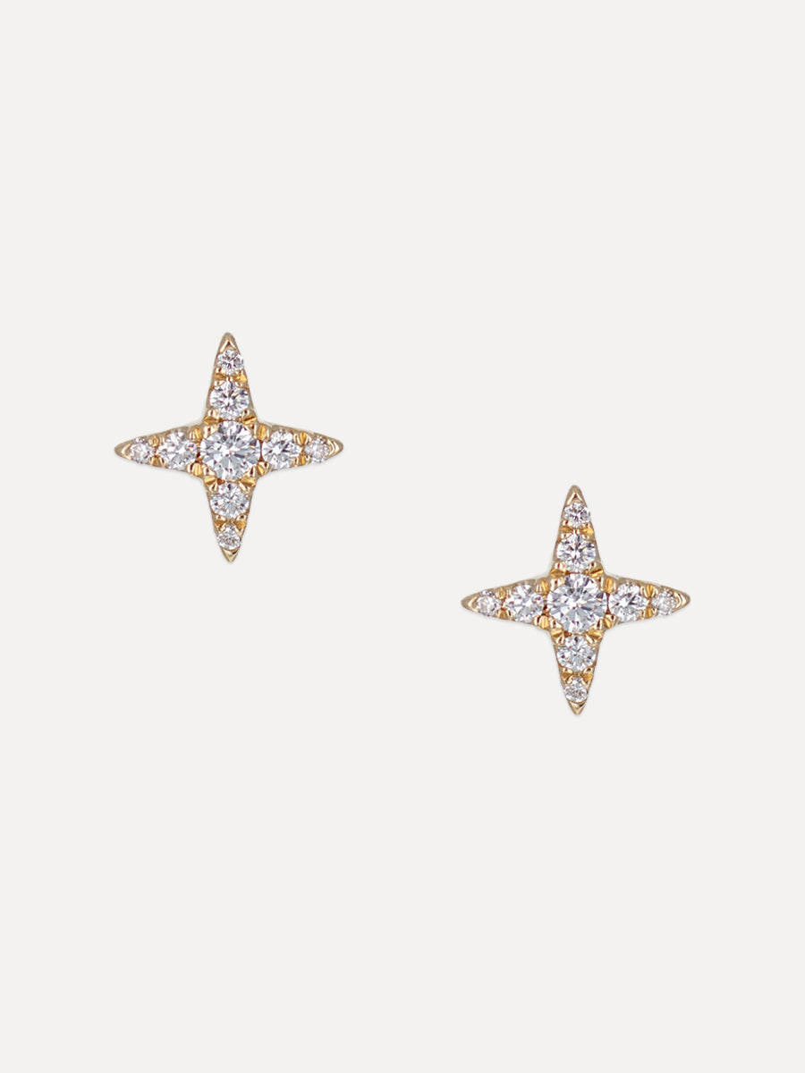 14k Pavé  Diamond Star Stud Earrings