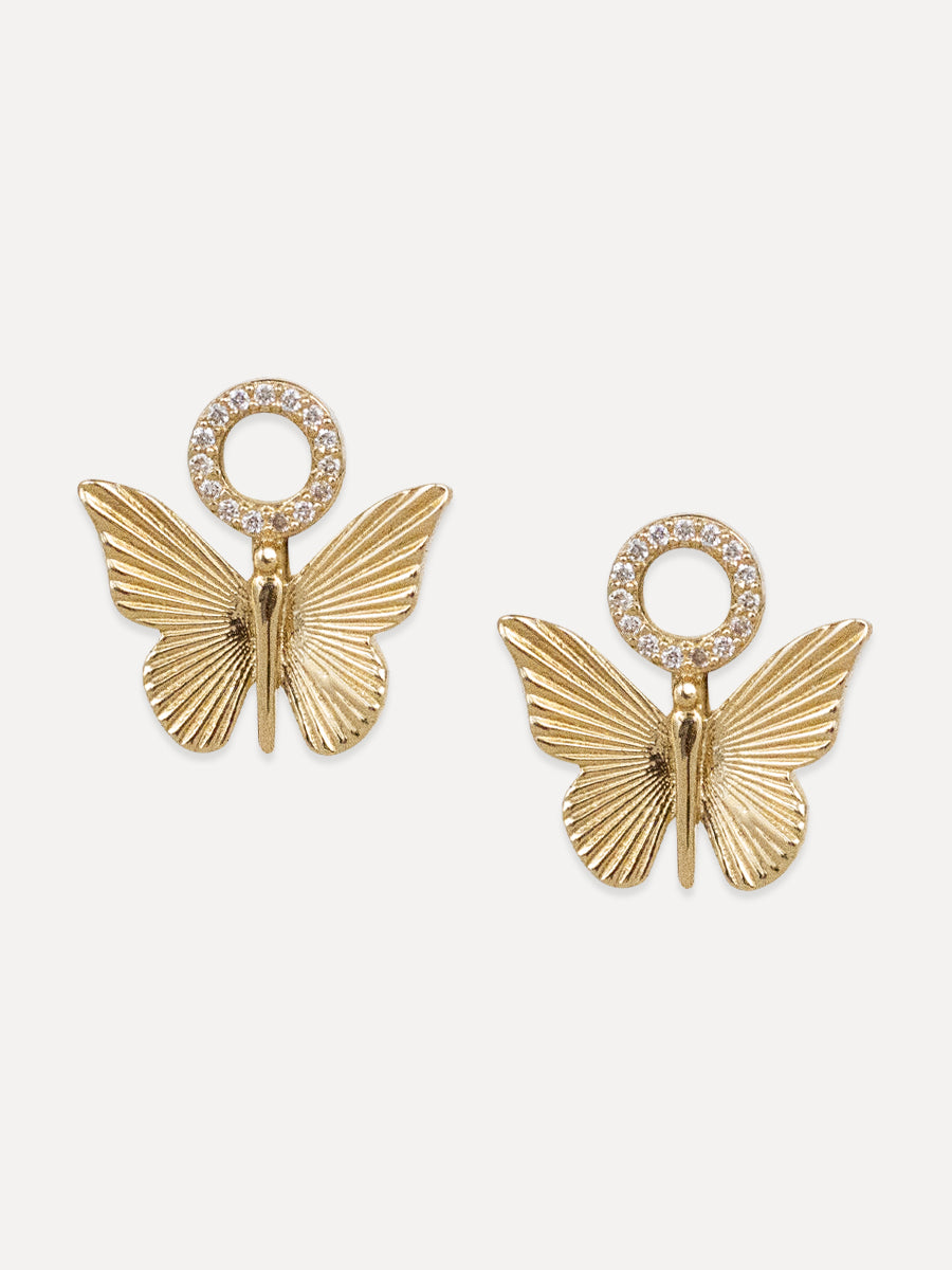 14K Diamond Butterfly Huggie Charms