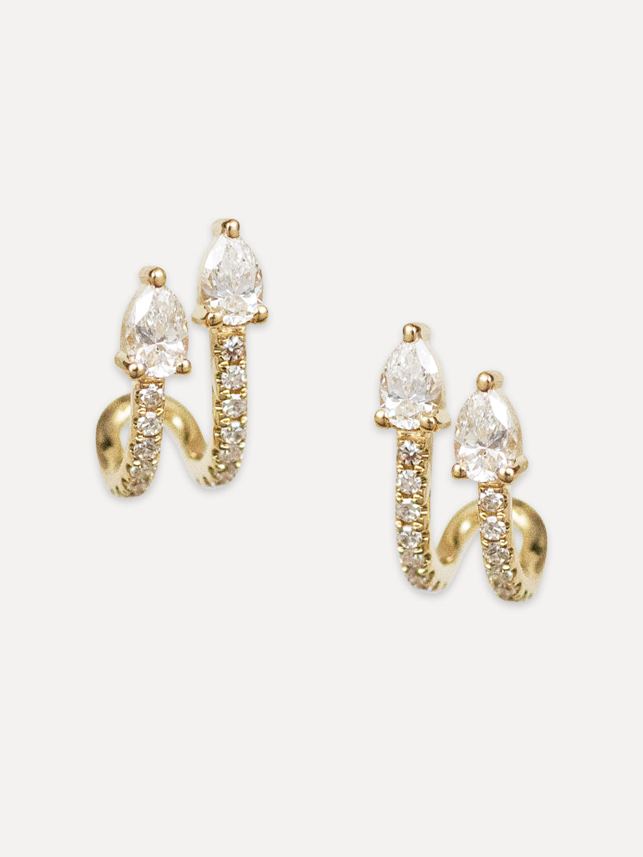 14K Pear Diamond Wraparound Studs