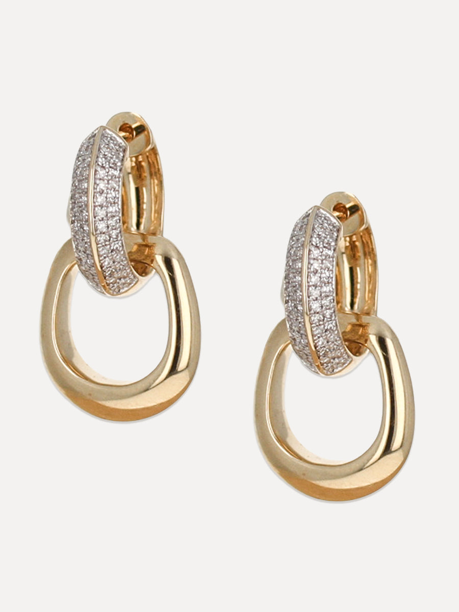 14k Pavé Diamond Interlock Hoops