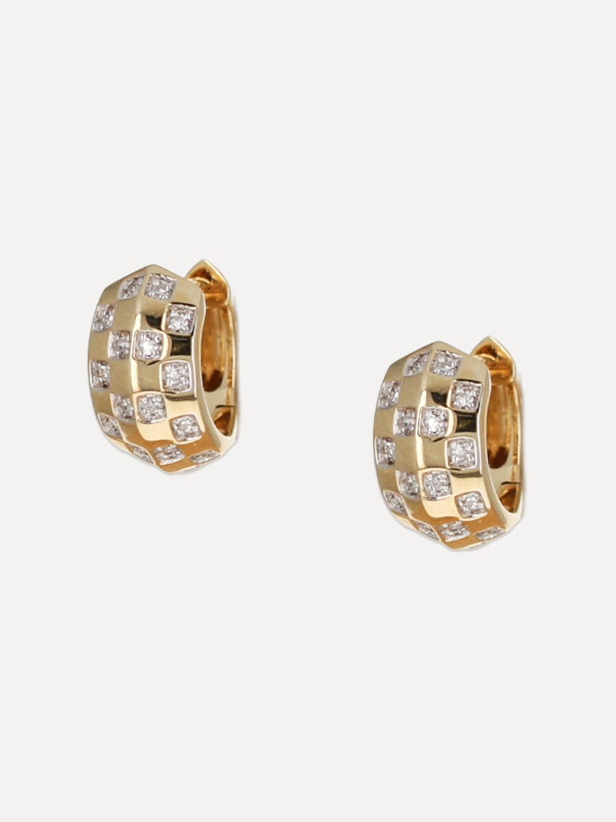 14k Pavé Diamond Mosaic Huggies