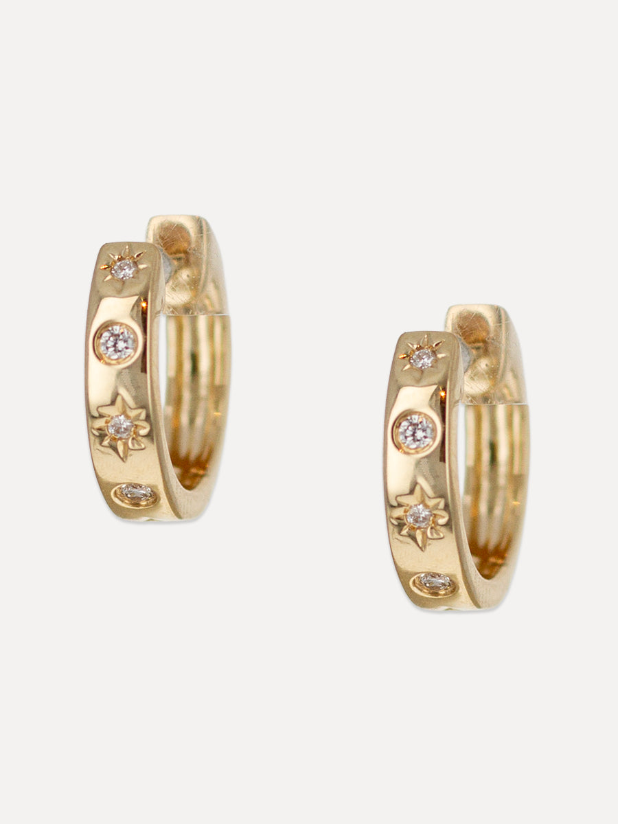 14K Diamond Constellation Huggies