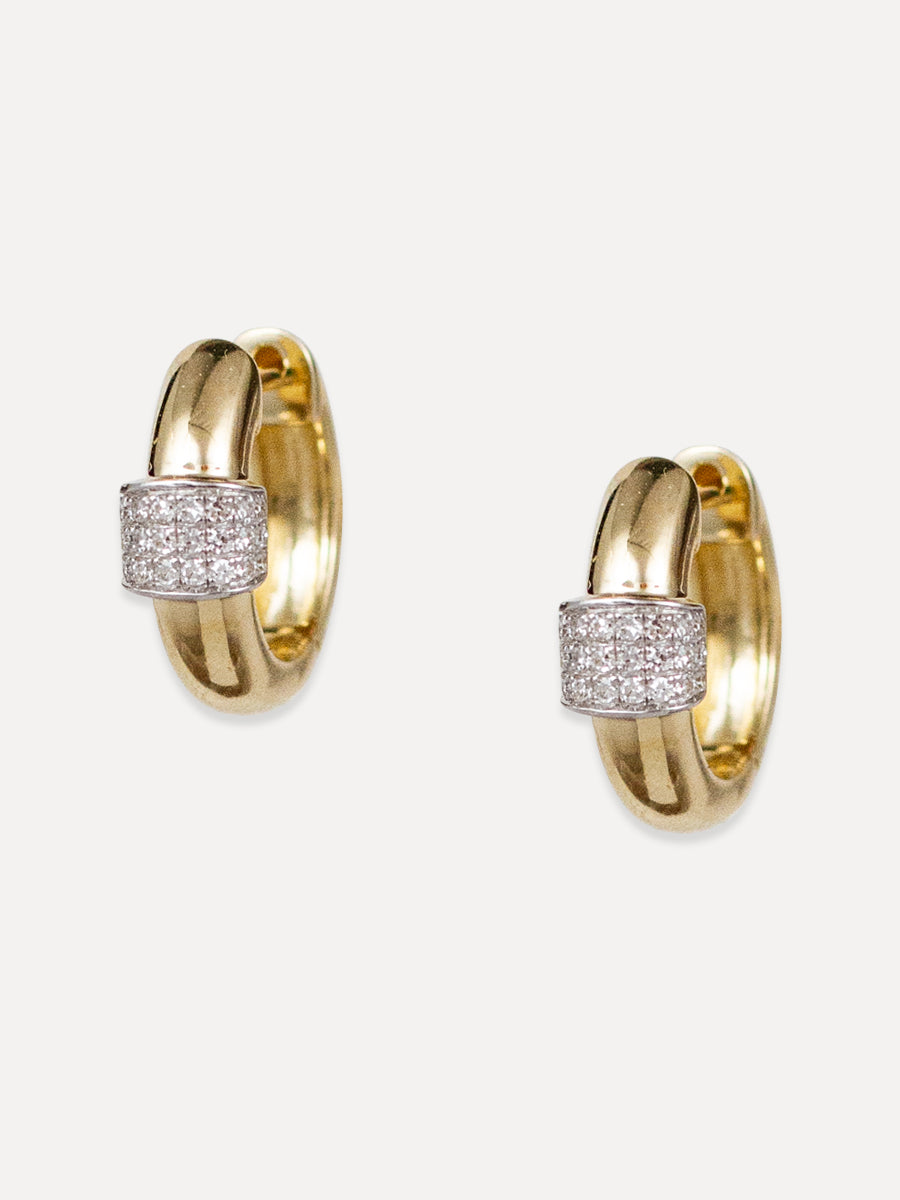 14K Banded Pavé Diamond Huggies