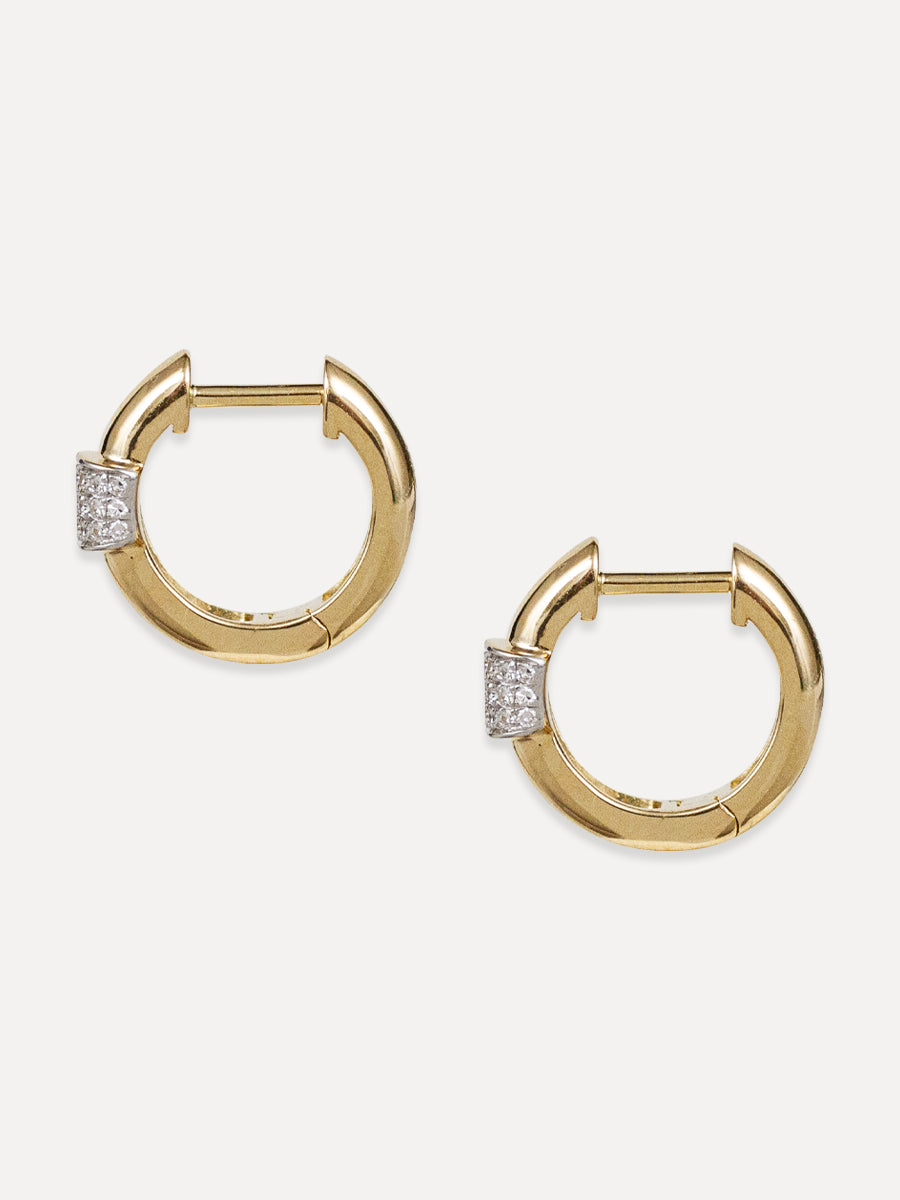 14K Banded Pavé Diamond Huggies