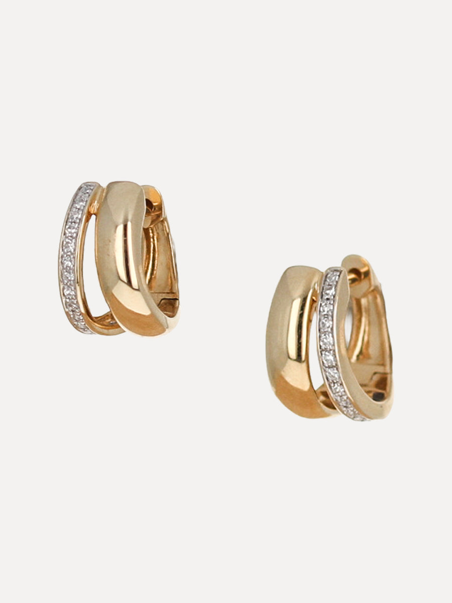 14k Pavé Diamond Split Dome Hoops