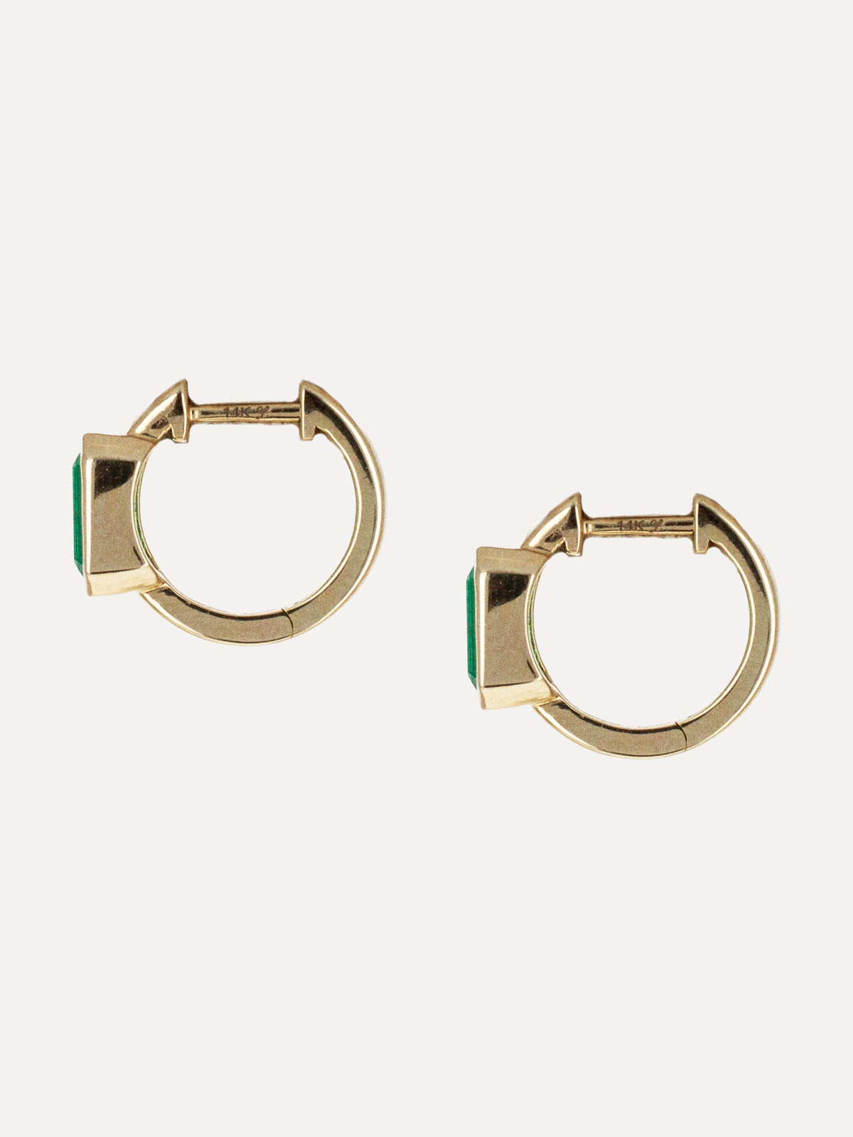 14K Emerald Cut Huggies