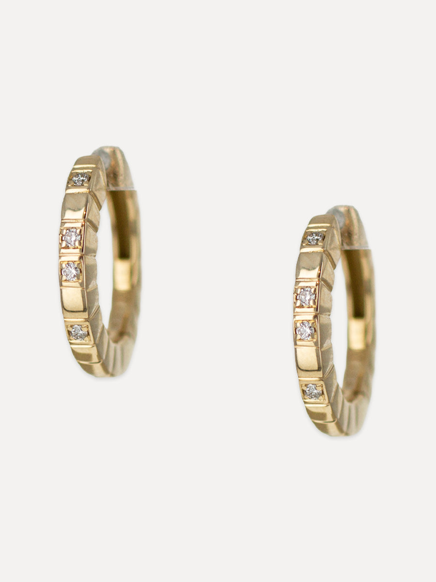 14K Diamond Lineaire Geometric Hoops