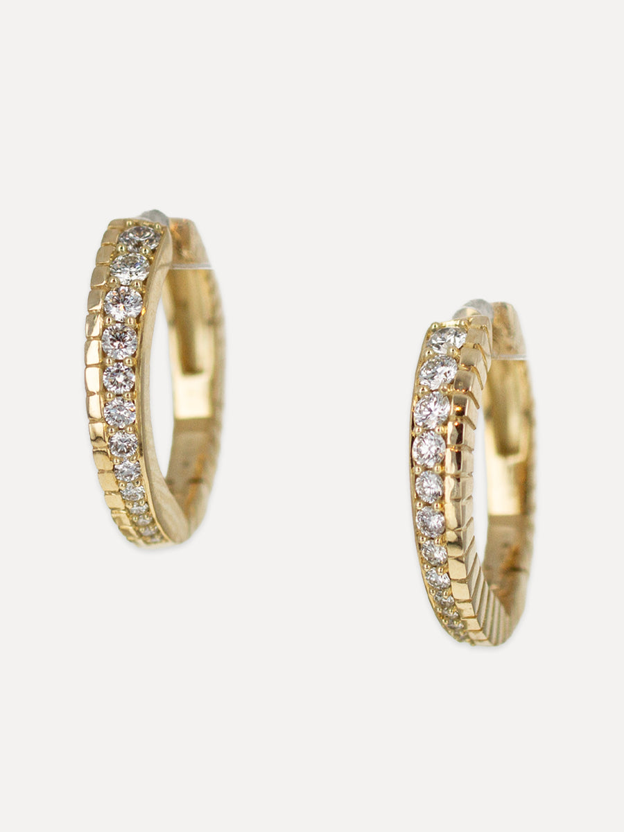 14K Diamond Lineaire Graduated Hoops