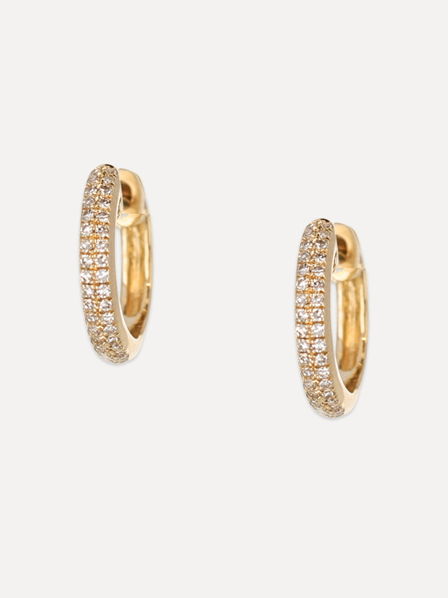 14K Diamond Pavé Huggie Hoops yellow gold