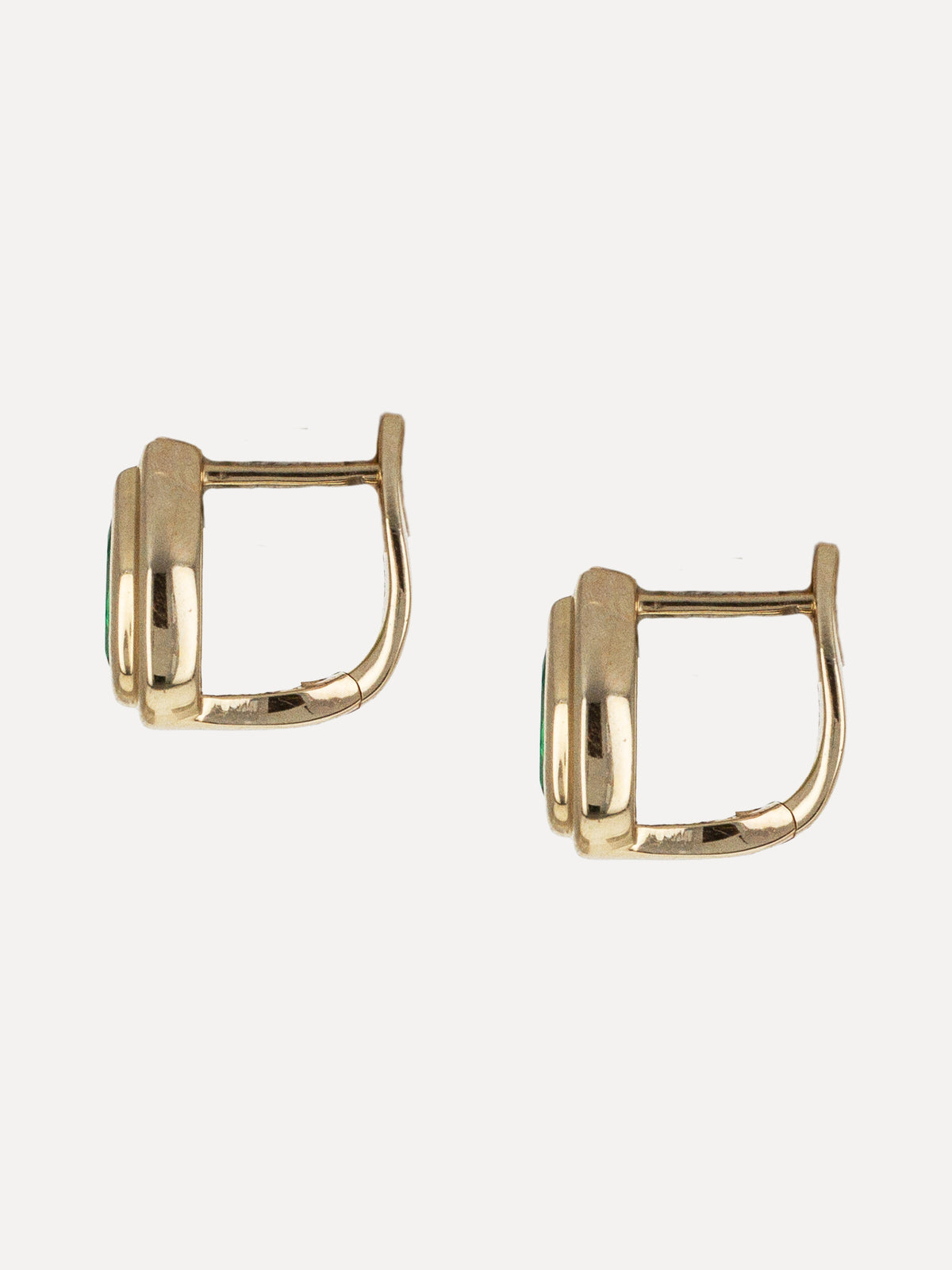 14K Emerald Pear Huggies