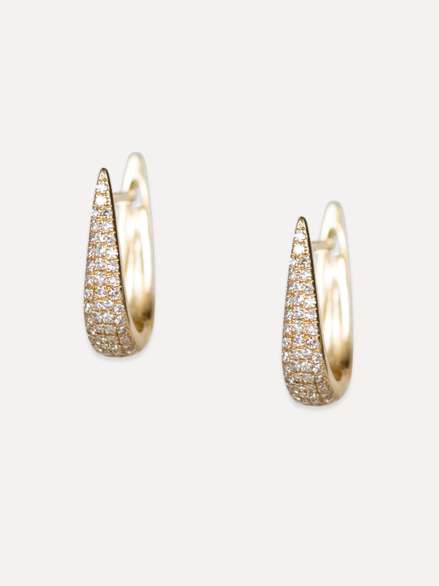 14K Pavé Diamond Tapered Point Huggies