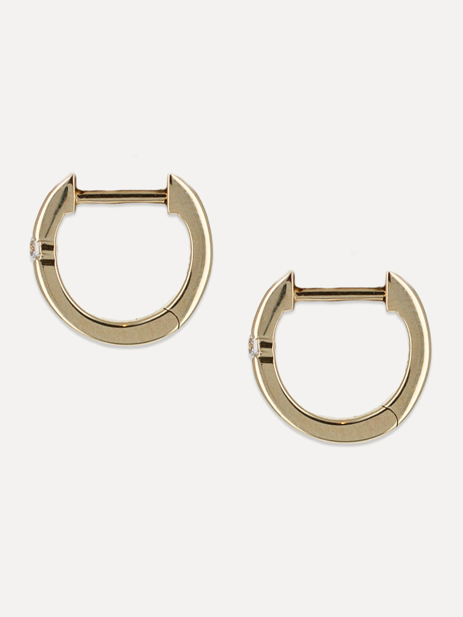 14K Mini Spark Diamond Oval Huggies