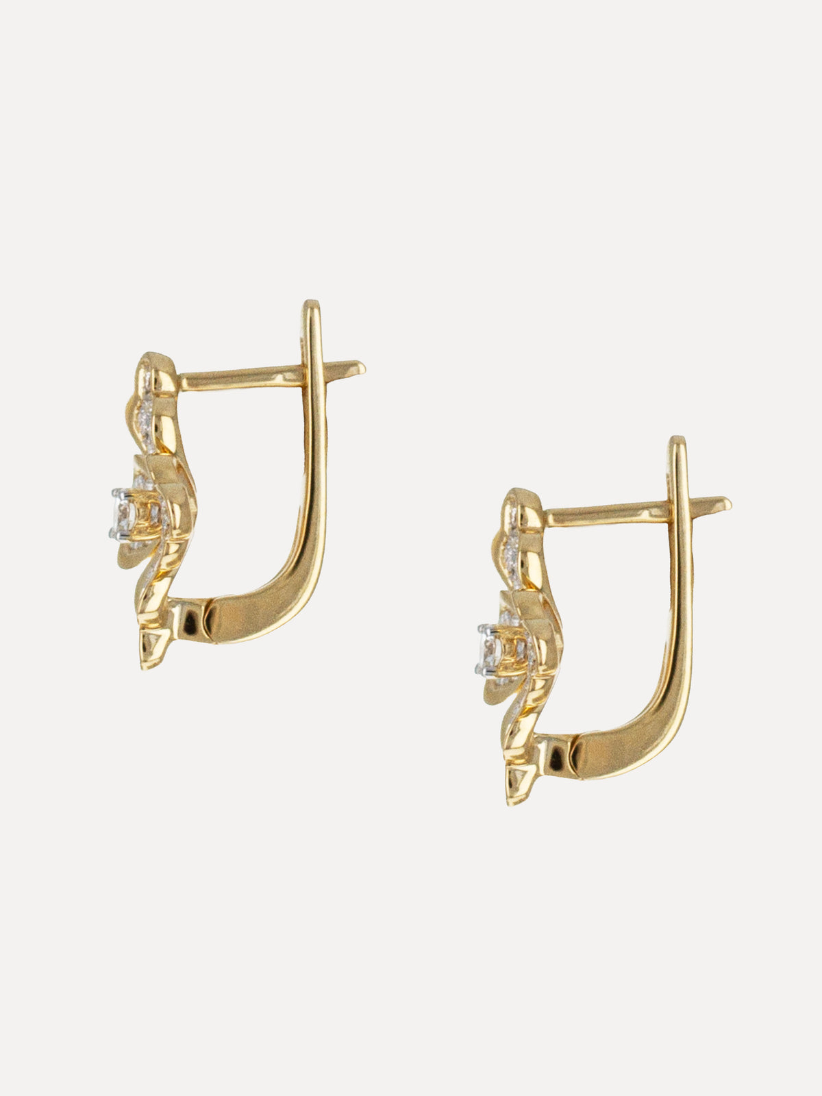 18K Diamond Quatrefoil Flower Earrings