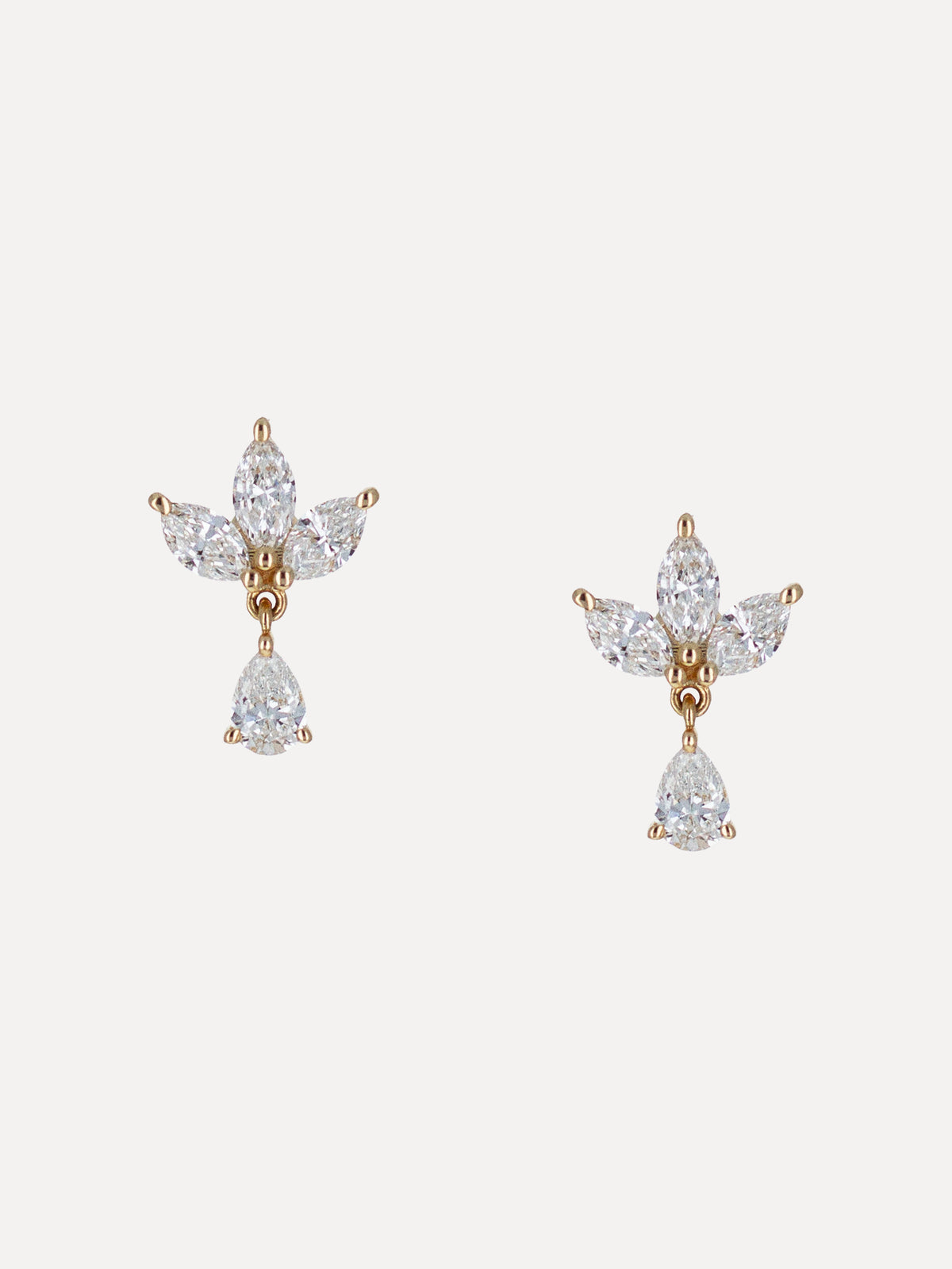 14K Diamond Half Flower Dangle Studs