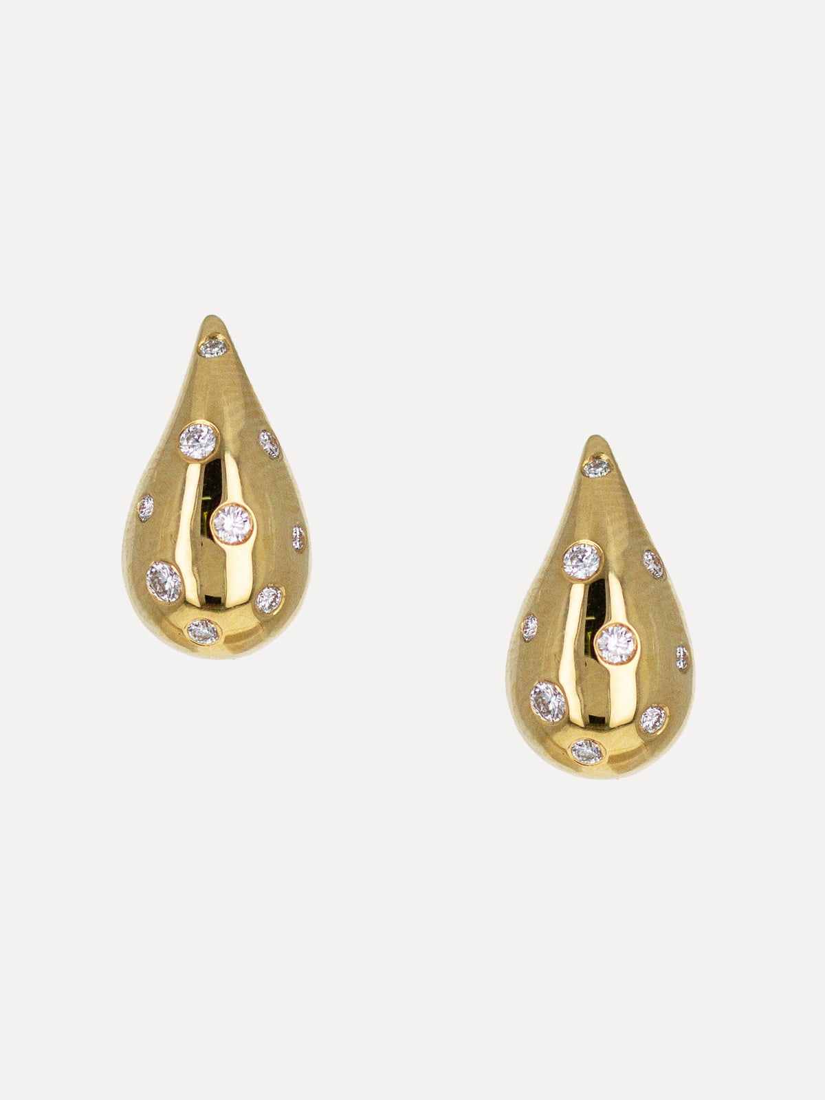 18K Speckled Diamond Teardrop Studs