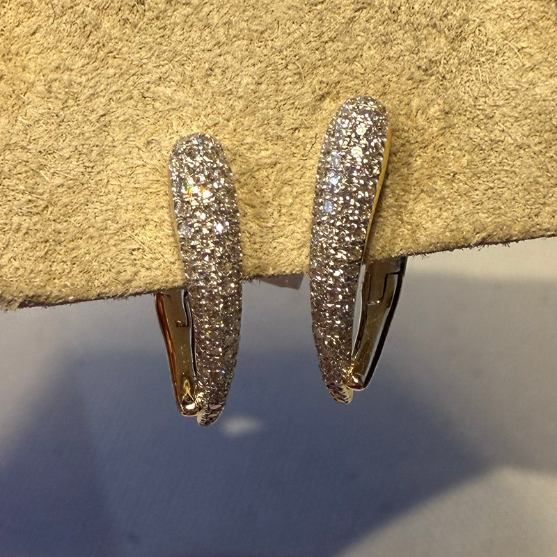 14K Pavé Diamond Brushstroke Huggies