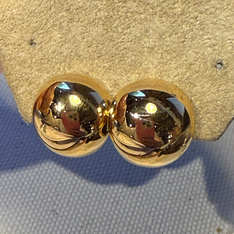 14K Polished Gold Round Vintage Studs